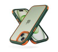 MobNano Funda iPhone 15 Antigolpes Transparente Capa Silicona Bumper Case para iPhone 15 360 Grados Completa Protectora Funda - Verde/Naranja