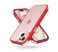 MobNano Funda iPhone 15 Antigolpes Transparente Capa Silicona Bumper Case para iPhone 15 360 Grados Completa Protectora Funda - Rojo/Blanco