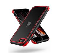 MobNano Funda iPhone SE 2022 SE 2020, Funda iPhone 8 iPhone 7, Antigolpes Transparente Capa Silicona Bumper Case para iPhone 7 8 SE2 SE3 360 Grados Completa Protectora Funda - Negro/Rojo