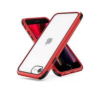 MobNano Funda iPhone SE 2022 SE 2020, Funda iPhone 8 iPhone 7, Antigolpes Transparente Capa Silicona Bumper Case para iPhone 7 8 SE2 SE3 360 Grados Completa Protectora Funda - Rojo Negro