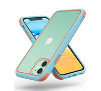 MobNano Funda para iPhone 11, Silicona Transparente PC/TPU Bumper Antigolpes Caso para iPhone 11 - Naranja/Azul Claro