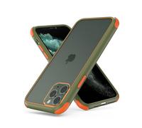 MobNano Funda para iPhone 11, Silicona Transparente PC/TPU Bumper Antigolpes Caso para iPhone 11 - Naranja/Verde