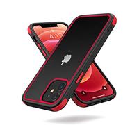 MobNano Funda para iPhone 12,Funda para iPhone 12 Pro,Antigolpes Transparente Capa, Caso para iPhone 12 12PRO Completa Protectora Funda - Negro/Rojo