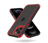 MobNano Funda para iPhone 12 Pro MAX, Antigolpes Transparente Capa, Silicona Bumper Case para iPhone 12PROMAX Completa Protectora Funda - Negro/Rojo