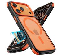 Mobnano Funda para iPhone 17 Pro Max, compatible con MagSafe, funda transparente con anillo magnético, protector multicolor a prueba de golpes, funda delgada que no amarillea para hombres y mujeres