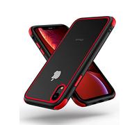 MobNano Funda para iPhone XR Silicona Transparente PC/TPU Bumper Antigolpes Caso para iPhone XR Negro/Rojo