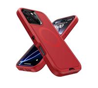 Mobnano Magetnic - Funda para iPhone 16 Pro Max, compatible con Magsafe, protección a prueba de golpes, desmontable, antiarañazos, protección contra caídas de grado militar, color rojo y negro