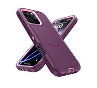 Mobnano Magetnic - Funda para iPhone 16 Pro Max, compatible con Magsafe, protección a prueba de golpes, desmontable, antiarañazos, protección contra caídas de grado militar, morado/rosa