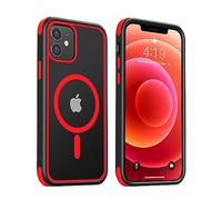MobNano Magnética Funda iPhone 12, Funda iPhone 12 Pro [MagSafe Soporte] [10FT Protección] Antigolpes Transparente Capa Silicona Bumper Carcasa para iPhone 12 12pro Case Protectora Funda - Rojo