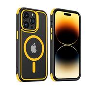MobNano Magnética Funda iPhone 13 Pro [Compatible con MagSafe] [10FT Protección] Antigolpes Transparente Capa Silicona Bumper Carcasa para iPhone 13pro Case Protectora Funda - Negro/Oro