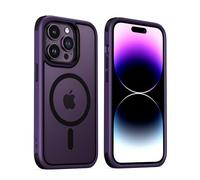 MobNano Magnética Funda iPhone 14 Pro MAX [MagSafe Soporte] [10FT Protección] Antigolpes Transparente Capa Silicona Bumper Carcasa para iPhone 14promax Case Protectora Funda - Morado/Negro