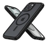 MobNano Magnética Funda iPhone 15 [Compatible con MagSafe] [10FT Protección] Antigolpes Transparente Capa Silicona Bumper Carcasa para iPhone 15 Case Protectora Funda - Negro