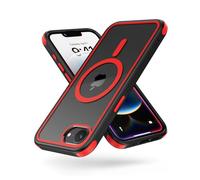 MobNano Magnética Funda iPhone 16e [Compatible con MagSafe] [10FT Protección] Antigolpes Transparente Capa Silicona Bumper Carcasa para iPhone 16e Case Protectora Funda - Negro/Rojo