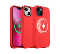 MobNano Magnética Silicona Funda iPhone 14, iPhone 13 Case [Compatible con Magsafe][2-Sets Bumpers] Carcasa para iPhone 14 13 Completa Protectora Antigolpes Antiarañazos Capa - Rojo Neón