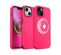 MobNano Magnética Silicona Funda iPhone 14, iPhone 13 Case [Compatible con Magsafe][2-Sets Bumpers] Carcasa para iPhone 14 13 Completa Protectora Antigolpes Antiarañazos Capa - Rosa Neón