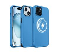 MobNano Magnética Silicona Funda iPhone 15 Case [Compatible con Magsafe][2-Sets Bumpers] Carcasa para iPhone 15 Completa Protectora Antigolpes Antiarañazos Capa - Azul Marino