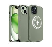 MobNano Magnética Silicona Funda iPhone 15 Case [Compatible con Magsafe][2-Sets Bumpers] Carcasa para iPhone 15 Completa Protectora Antigolpes Antiarañazos Capa - Verde Calke