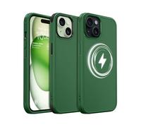 MobNano Magnética Silicona Funda iPhone 15 Case [Compatible con Magsafe][2-Sets Bumpers] Carcasa para iPhone 15 Completa Protectora Antigolpes Antiarañazos Capa - Verde Alpino