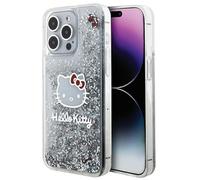 Mobo Hello Kitty HKHCP15XLIKHET Funda para iPhone 15 Pro MAX 6.7 Funda rígida Plateada Liquid Glitter Charms Kitty Head