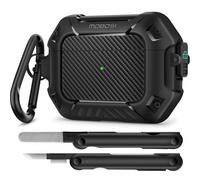 MOBOSI Funda Protectora para AirPods Pro de 2ª generación 2022, Clip de Bloqueo Seguro de Fibra de Carbono Airpod Pro 2 con Llavero, Carcasa rígida a Prueba de Golpes de Cuerpo Completo para AirPod