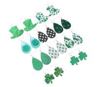 MOBUTOFU 10 Pares De Pendientes De Cuatro Hojas Con Forma De Ola Oceánica Pendientes De Aro Con Clip Para El Día De San Patricio Pendientes De Aro Para Mujer Pendientes Del Día De