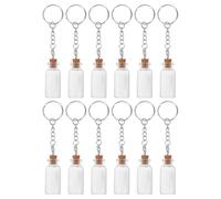 MOBUTOFU 12 Piezas Llavero con Mini Tarro de Cristal 5ml, Frascos Pequeños de Vidrio con Tapa Plateada para Almacenamiento y Decoración Diy, Adecuado para Regalos Personalizados y Fiestas
