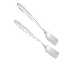 MOBUTOFU 2 Cucharas de Postre Color Blanco de Acero Inoxidable Cabeza Cuadrada para Pastel y Helado, Ideales para Fiestas de Cumpleaños y Banquetes