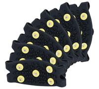 MOBUTOFU 3 Pares Crampones para Botas Antideslizantes TPE Negros 5 Dientes Amarillos, Accesorios de Escalada para Nieve y Senderismo al Aire Libre Invierno