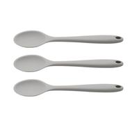 MOBUTOFU 3 Piezas Cucharas de Silicona Antiadherentes, Utensilios Multiusos para Cocina Casera, Cucharas para Ensalada y Servir, Resistentes al Calor, Color Gris, Herramientas Prácticas