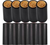 MOBUTOFU 300 Tapas Termorretráctiles de Pvc para Botellas de Vino Tinto, Diseño Delicado y Bordes Redondeados, Ahorro de Espacio y Seguro al Tacto, Color Negro