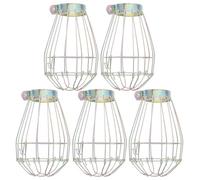 MOBUTOFU 5 Piezas de Jaula Protectora de Bombilla de Hierro Color Plata, Resistente a Condiciones Difíciles, Extiende la Vida Útil Bombilla para Granja o Fábrica