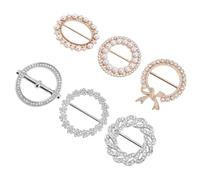 MOBUTOFU 6 Pinzas para Camiseta Cierre de Bufanda y Anillos Decorativos de Metal, Hebillas Redondas Gemas de Imitación en Plata y Dorado, Accesorio Multifuncional para Ropa Femenina, Pack