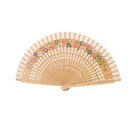 MOBUTOFU Abanico Plegable de Mano para Mujer, Abanico Español Vintage de Madera Doble Cara Floral Azul, Ventilador Portátil Adecuado para Bodas, Viajes y Decoración Elegante