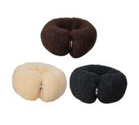 MOBUTOFU Accesorios Peinado, 3 Piezas de Bandas para Moños de Dona en Negro, Café y Crema, Herramientas para Moldear Cabello en Salón y Uso Diario