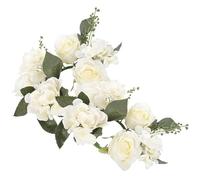 MOBUTOFU Anillos de Velas con Rosas Sintéticas en Tonos Claros, Adorno de Mesa Elegante y Romántico para Bodas y Día de San Valentín, 2 Piezas