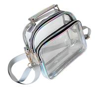 MOBUTOFU Bolso Bandolera Transparente Pequeño de PVC Inodoro para Mujer Bolsillo Frontal y Capacidad Moderada para Conciertos y Salidas Casuales