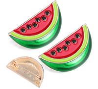 MOBUTOFU Broche de Sandía Esmaltado 2 Piezas, Pin para Chal y Clip para Cuello Mujer, Accesorio Divertido para Suéter, Vestido y Bufanda en Fiestas y Celebraciones
