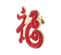 MOBUTOFU Broche De Serpiente Fu De Cristales Rojos Pin De Solapa Elegante Para Abrigos Accesorio De Moda Femenina Símbolo De Buena Suerte y Prosperidad