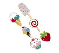 MOBUTOFU Broches de Dibujos Animados y Frutas 6 Piezas Accesorios para Sombreros y Chaquetas en Fiestas de Verano para Mujeres y Niñas Diseño de Helado y Piruleta