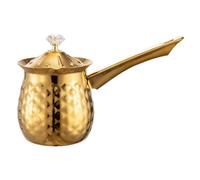 MOBUTOFU Cafetera Turca Tradicional Cafetera Vintage Retro de Acero Inoxidable Dorada de 600ml para Preparar Café Árabe y Calentar Leche para Cocina