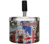 MOBUTOFU Cenicero de Escritorio de Metal Tapa Giratoria y Sistema Automático, Diseño Compacto para Ambientes de Oficina, Hogar y Uso Turístico