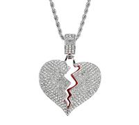 MOBUTOFU Collar de Aleación con Colgante de Corazón Partida Resistente al Óxido para Pareja, Diseño Brillante y Lujo Adecuado para Boda y Fiesta de Cumpleaños