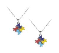 MOBUTOFU Collar para Autismo de Rompecabezas 2piezas Aleación sin Decoloración Fácil de Llevar Obsequio de Cumpleaños para Personas Autismo