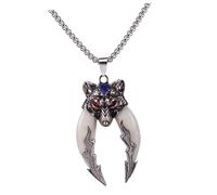 MOBUTOFU Collar para Hombre con Colgante de Dientes de Doble Pequeño Aleación Ligera y Resistente Diseño Hip-hop y Estilo Urbano para Uso Diario y Regalos