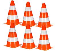 MOBUTOFU Conos de Tráfico Vial Apilables para Señalización y Control de Tráfico, Color Naranja Intenso, Tamaño 133X133X230 MM, Juego de 6 Conos de Plástico PE para Uso en Construcción y