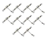 MOBUTOFU Eslabones Giratorios para Pesca 10 Pcs Conector Triple en T Luminoso Acero Alto Carbono Antienredos para Pesca Nocturna Barco Accesorio Resistente y Estable para