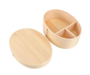 MOBUTOFU Fiambrera de Madera Portátil Estilo Japonés 3 Compartimentos Caja Bento Sola Capa Mejor Aislamiento Color para Almuerzo en Construcción o Montaña Color