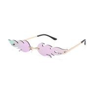 MOBUTOFU Gafas de Sol de Metal sin Marco Pieza, Forma Fuego, para Mujeres