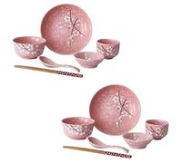 MOBUTOFU Juego de Cubiertos de Cerámica Japonesa 12 Piezas Rosa Hogar, Estilo Delicado Adecuado para Cenas y Fiestas