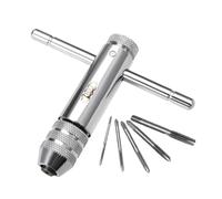 MOBUTOFU Llave de Trinquete Ajustable Mango en T y Portamachos para Roscado Manual M3-M8, Herramienta para Montaje y Reparación en Fontanería Profesional